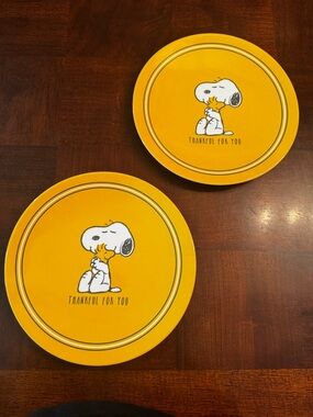 Pottery Barn Kids Snoopy Peanuts Plates Set of 2